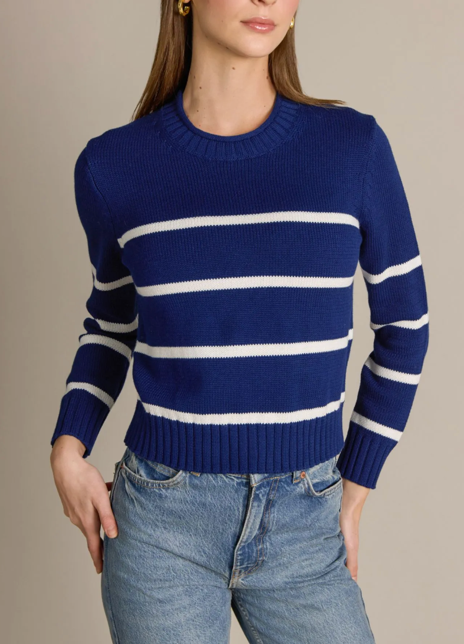 ALASHAN COTTON CASHMERE DIANA STRIPE CHUNKY CREW