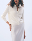 WHITE & WARREN CASHMERE POINTELLE SHIRT