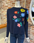 AUTUMN CASHMERE FLORAL CREW W/ CROCHET APPLIQUE