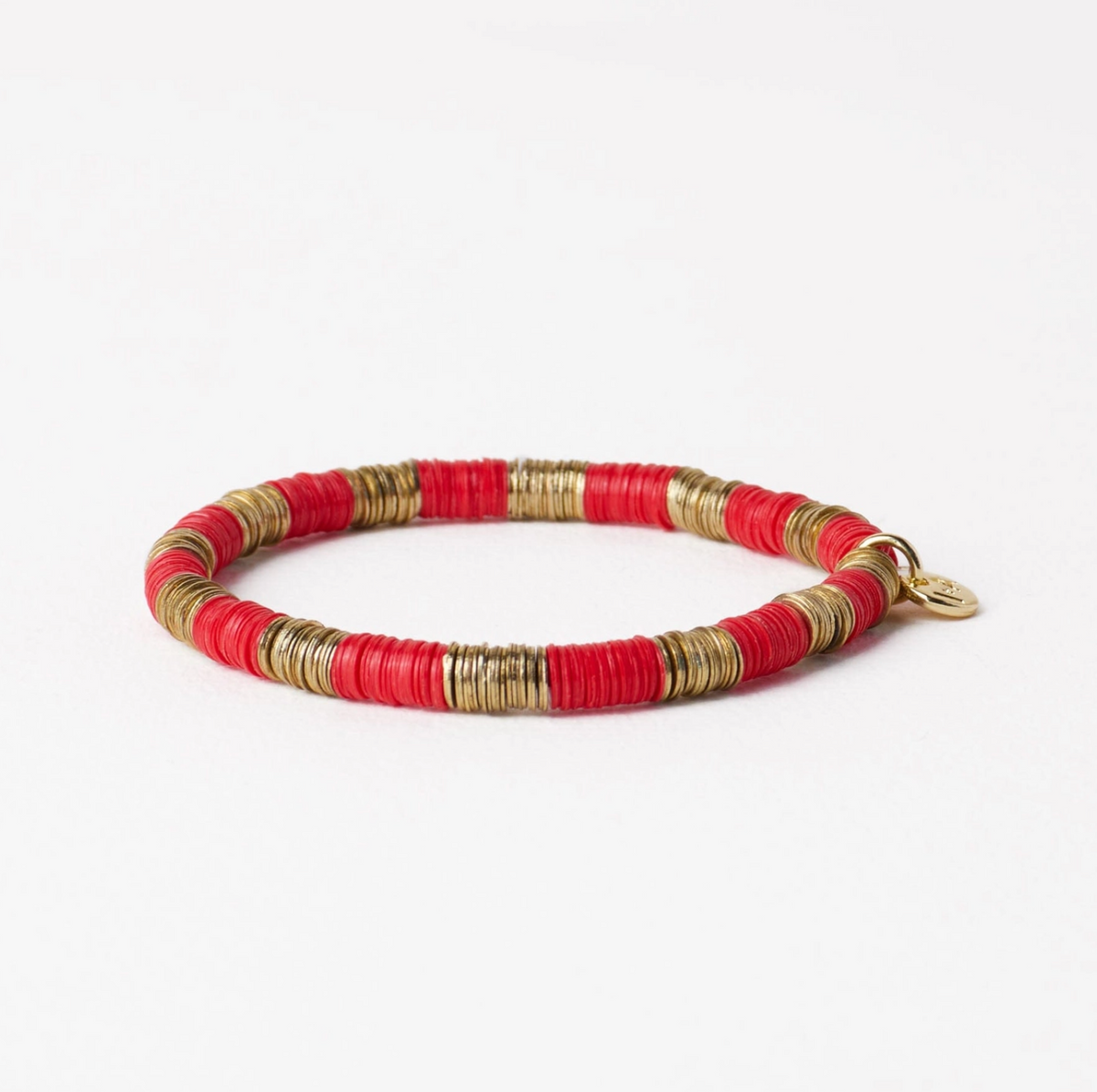INK + ALLOY GRACE ALTERNATING COLOR WITH GOLD SEQUIN STRETCH BRACELET RED