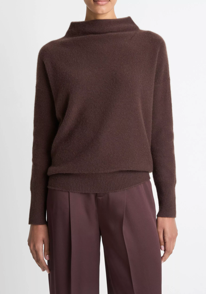 VINCE BOILED FUNNEL NECK PULLOVER
