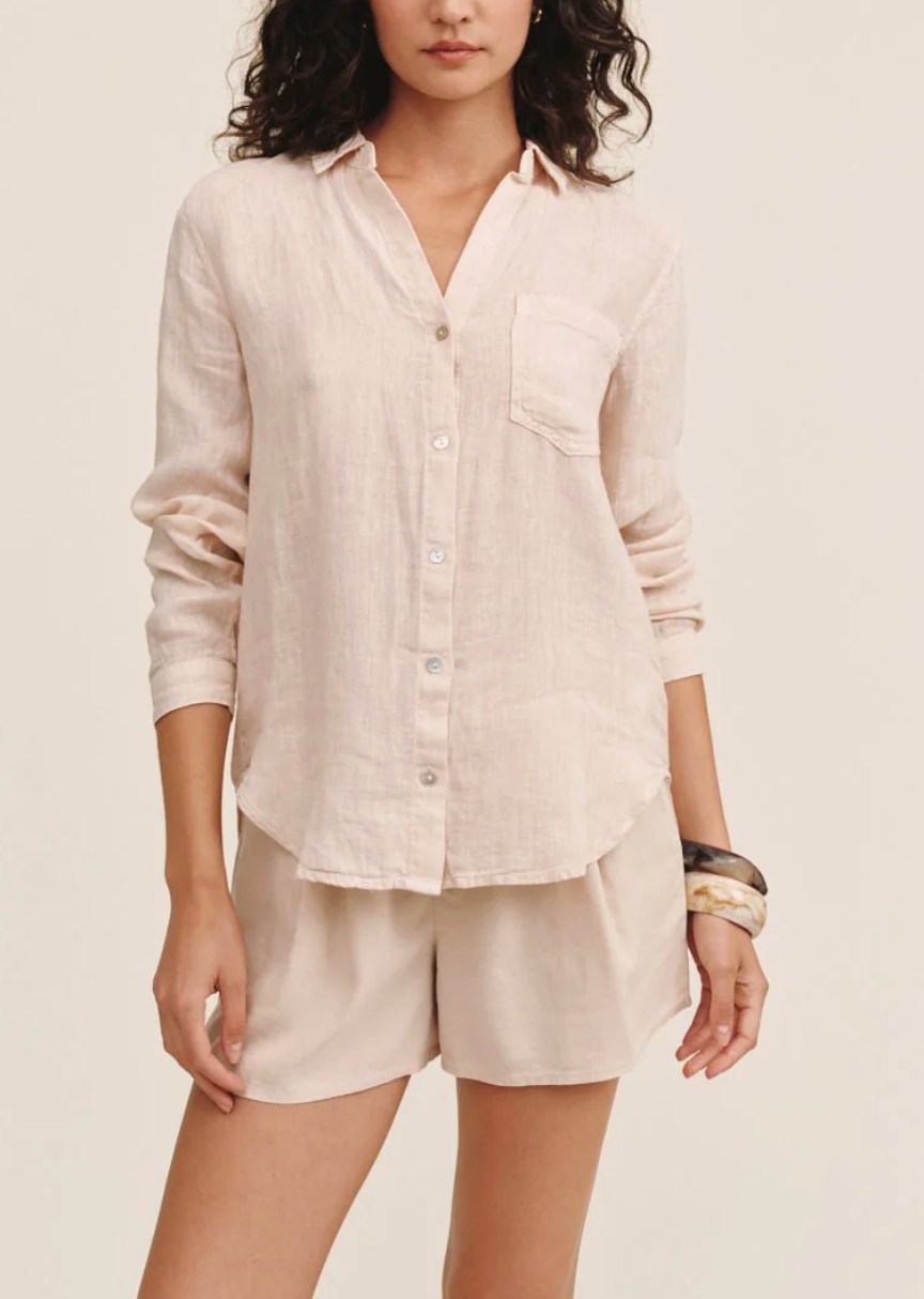 BELLA DAHL LINEN POCKET BUTTON DOWN