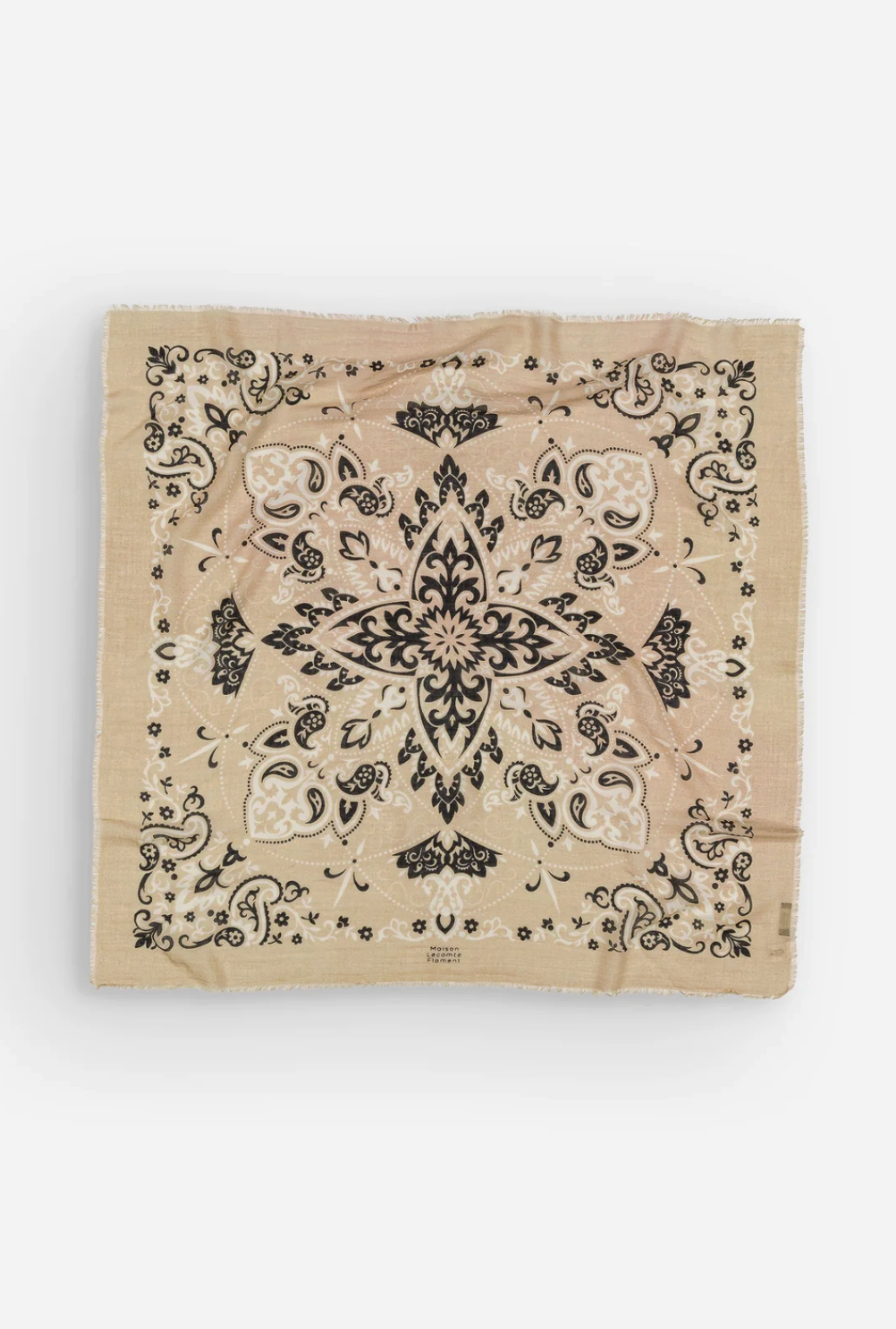 MAISON LECOMTE FLAMENT WOOL &amp; SILK BANDANA SCARF