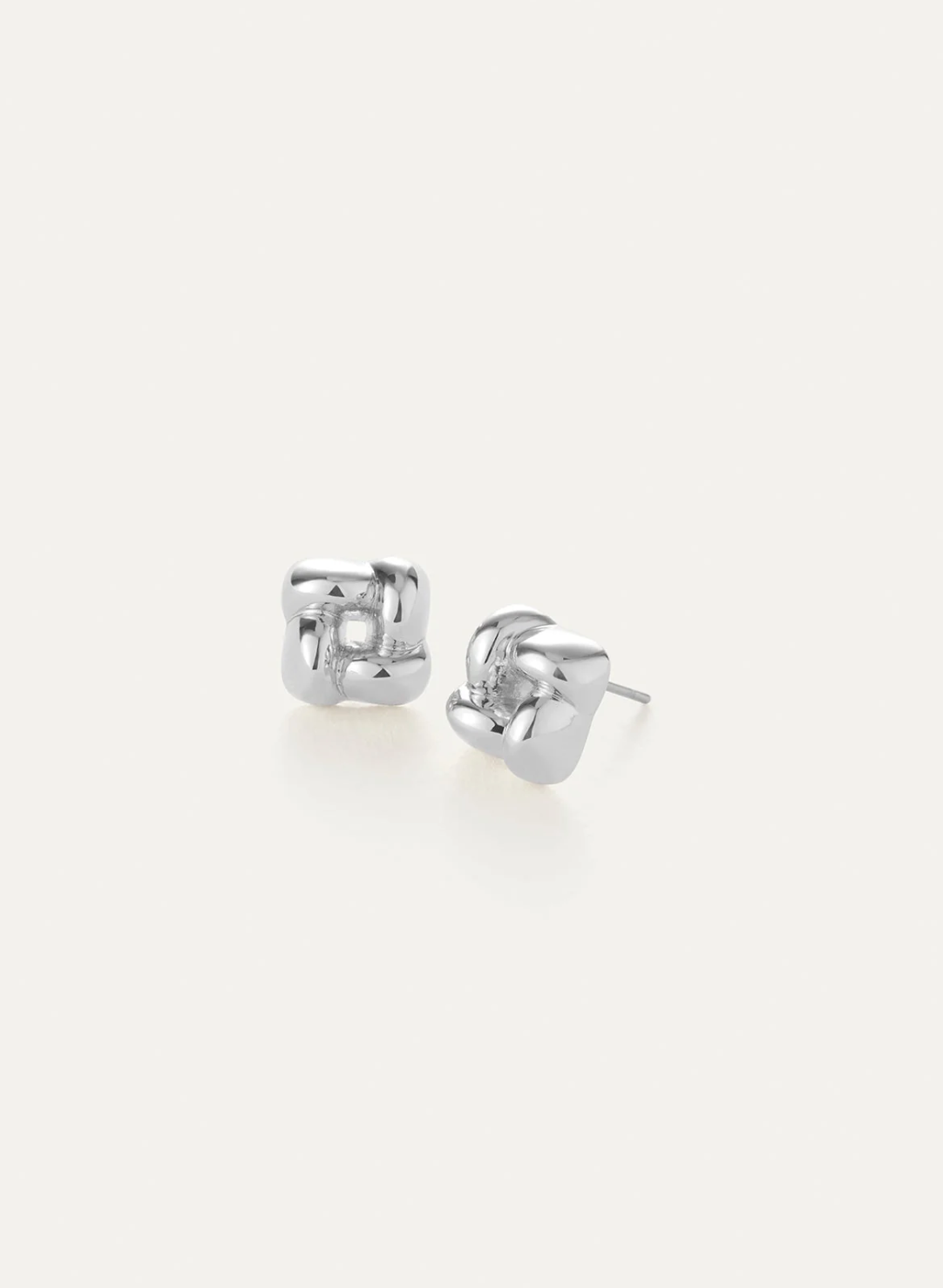 JENNY BIRD SILVER MINI WOVEN SQUARE EARRINGS