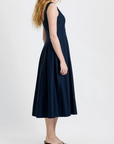 FRENCH CONNECTION COTTON SATEEN MIDI DRESS