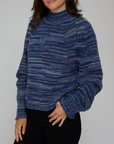 AUTUMN CASHMERE SPACE DYE BOXY MOCK W/ SHAKER DETAIL