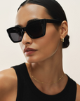 Z SUPPLY HIDEAWAY SUNGLASSES - POLISHED BLACK/GREY