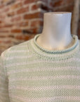 OLIVACEOUS STRIPED COTTON SWEATER