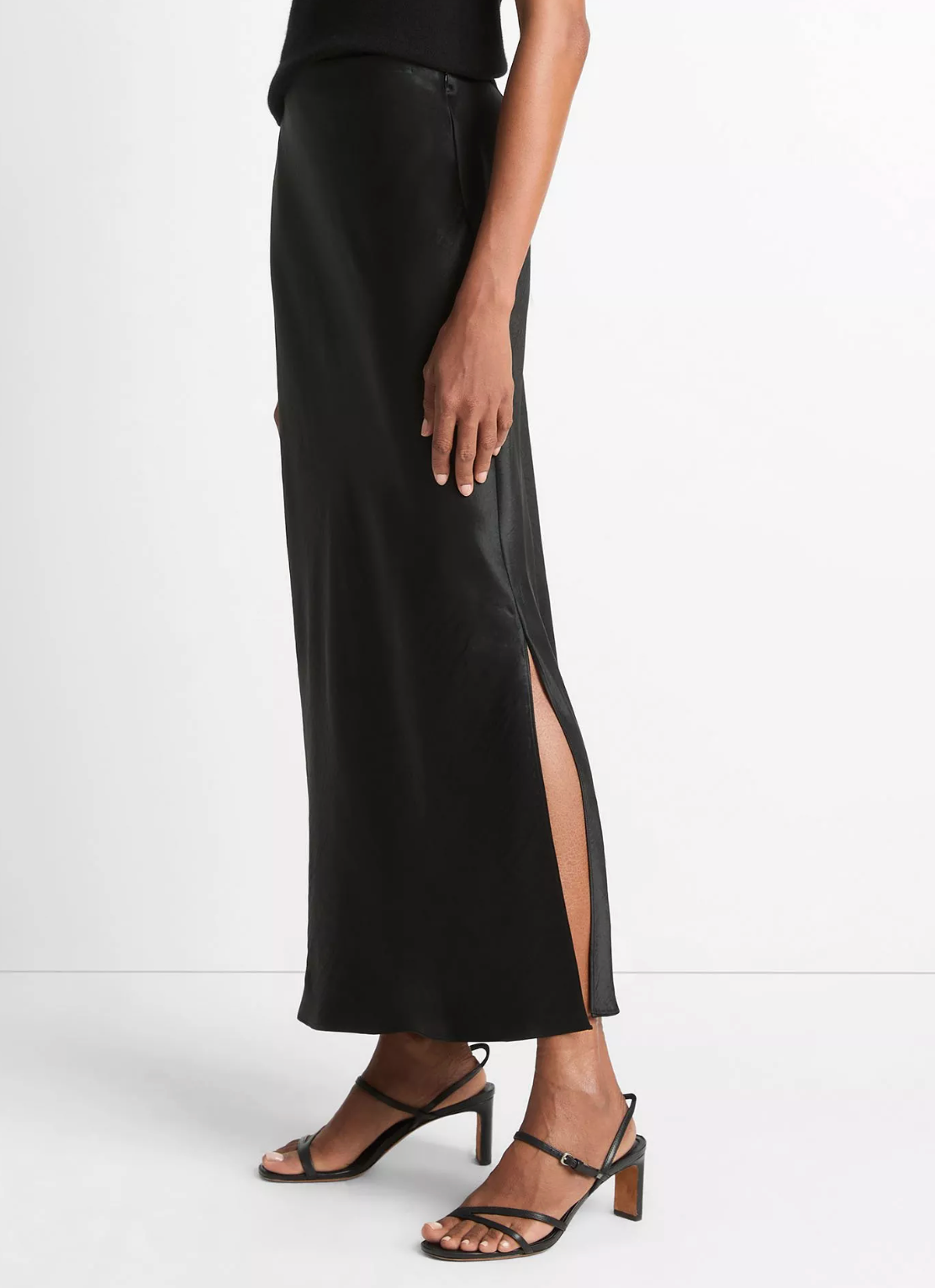 VINCE SIDE SLIT SLIP SKIRT