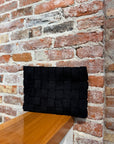 REMI/REID LARGE FAUX SUEDE LINDY WOVEN CLUTCH