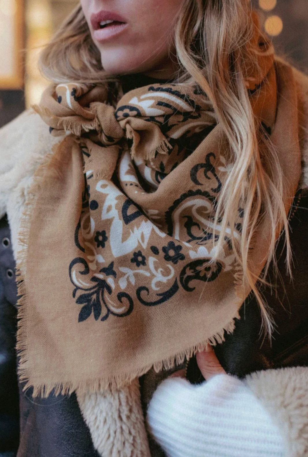 MAISON LECOMTE FLAMENT WOOL &amp; CASHMERE BANDANA SCARF