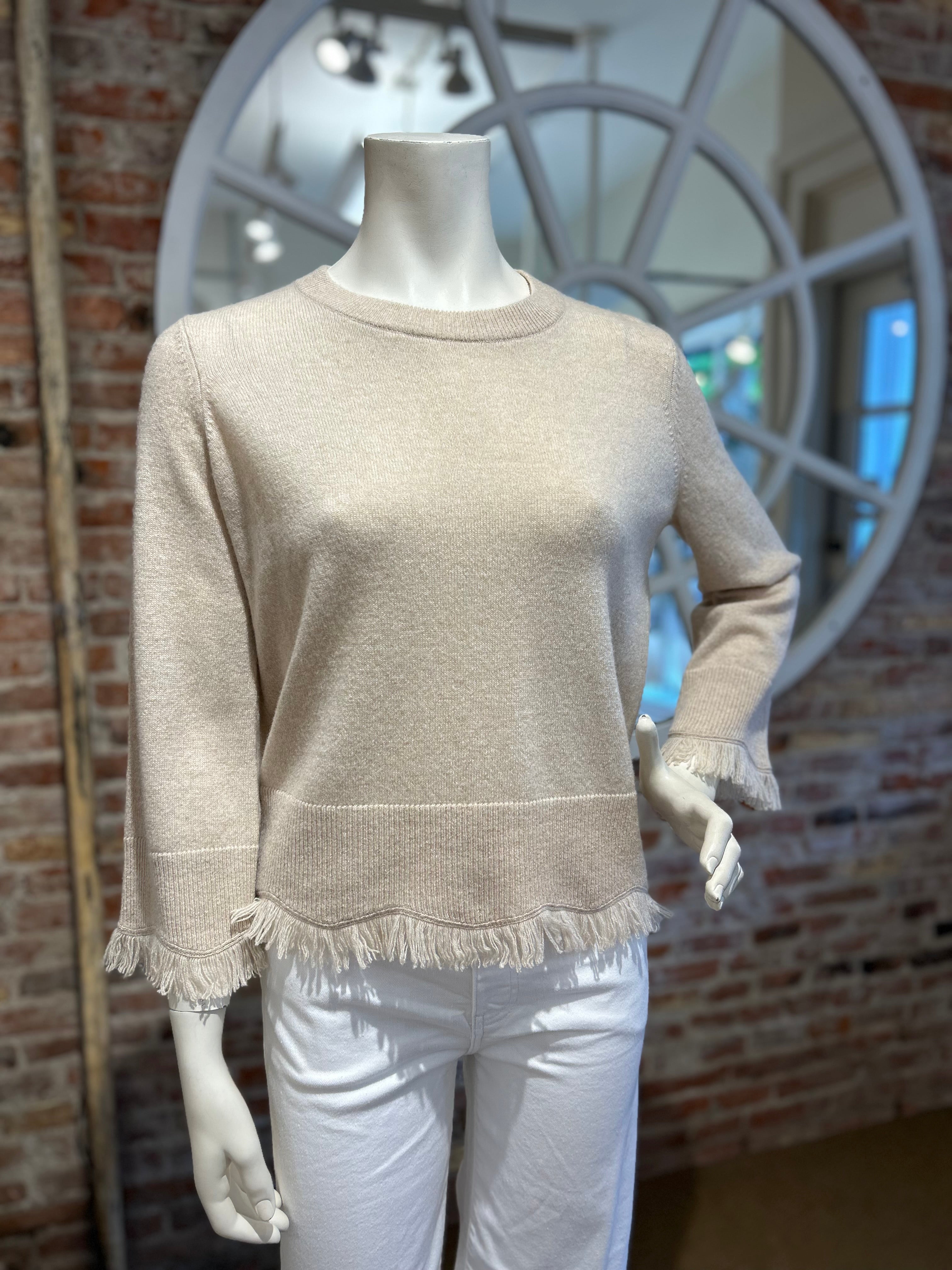 AUTUMN CASHMERE SCALLOPED EDGE FRINGE CREW