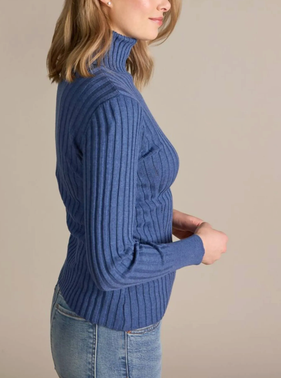 ALASHAN CASHMERE COTTON BLAIR RIB TURTLENECK