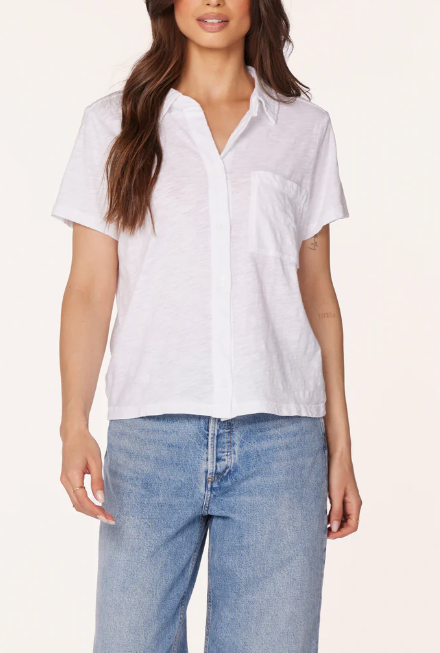 BOBI S/S BUTTON FRONT COLLAR SHIRT