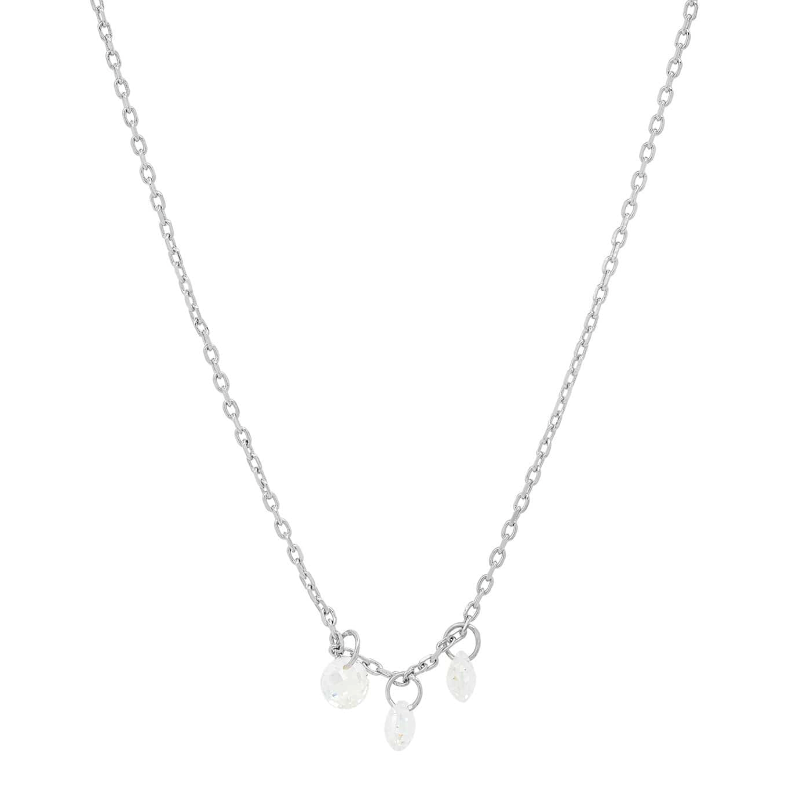 TAI SILVER NECKLACE WITH THREE FLOATING CZ'S
