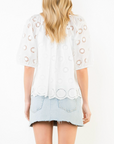 THML GRACIE EYELET PEASANT BLOUSE