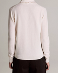 VINCE SATIN TRIMMED MIXED MEDIA CARDIGAN