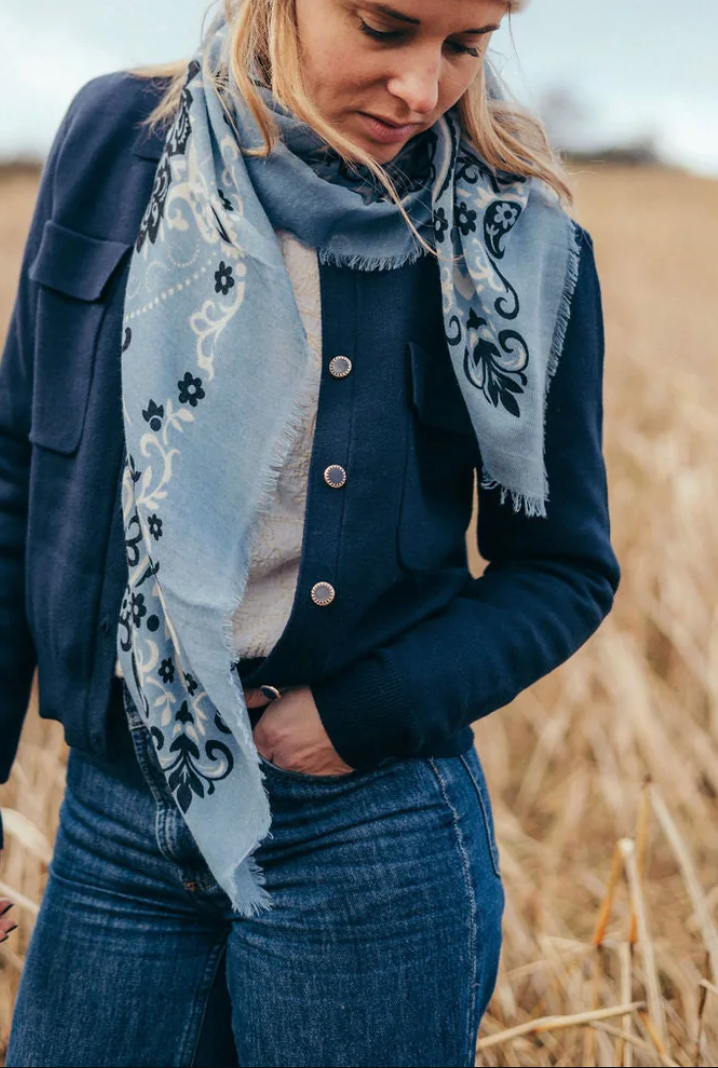 MAISON LECOMTE FLAMENT WOOL &amp; CASHMERE BANDANA SCARF