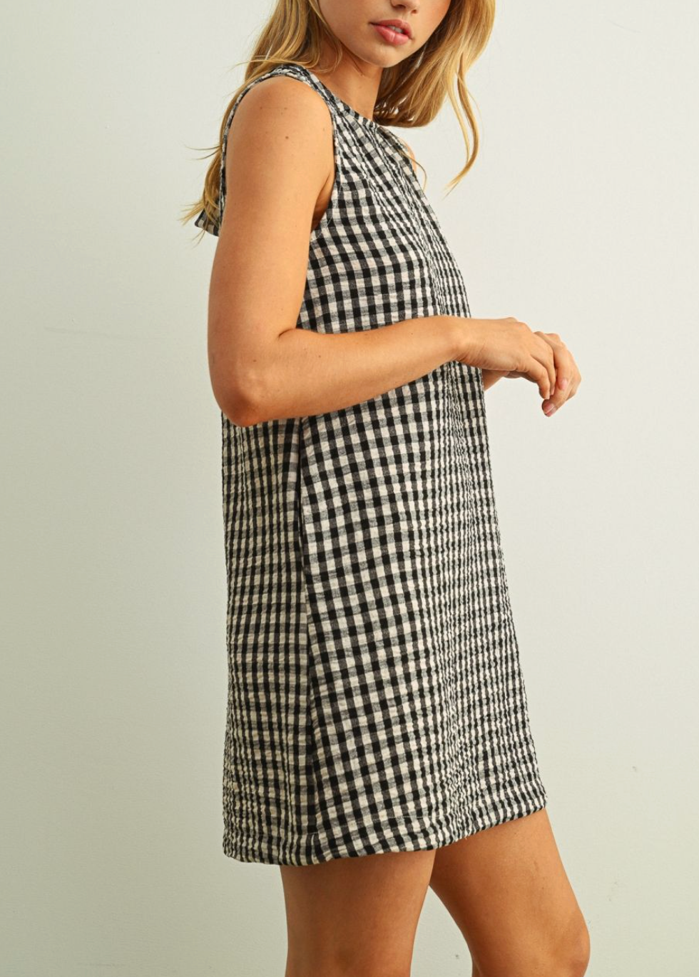 MIOU MUSE GINGHAM MINI DRESS