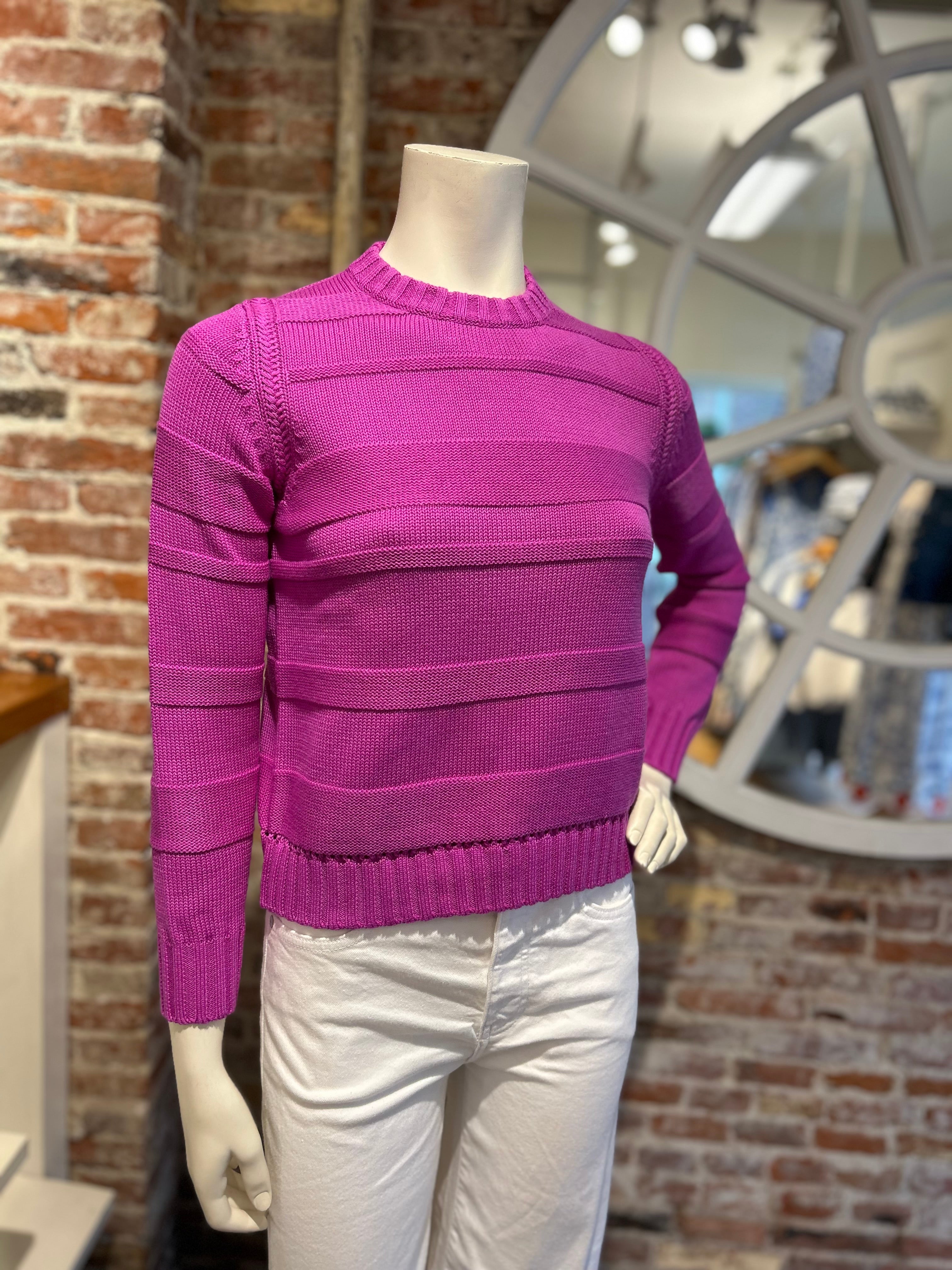 ALASHAN COTTON CASHMERE JESSIE TEXTURED STRIPE PULLOVER