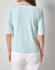 LILLA P CUFFED SLEEVE BOATNECK
