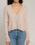 AUTUMN CASHMERE V NECK CARDIGAN W/ TUBULAR LACING