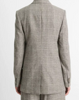 VINCE PLAID ITALIAN WOOL BLEND DOUBLE BREASTED BLAZER