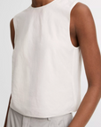VINCE LINEN CREW NECK SHELL