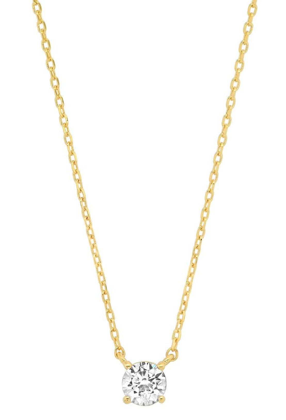 TAI GOLD SIMPLE CHAIN NECKLACE WITH CLEAR CZ