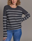 ALASHAN CASHMERE COTTON PLAITED REVERSIBLE STRIPE PULLOVER