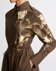 VINCE PLACED CREAM IRIS SHIRT DRESS