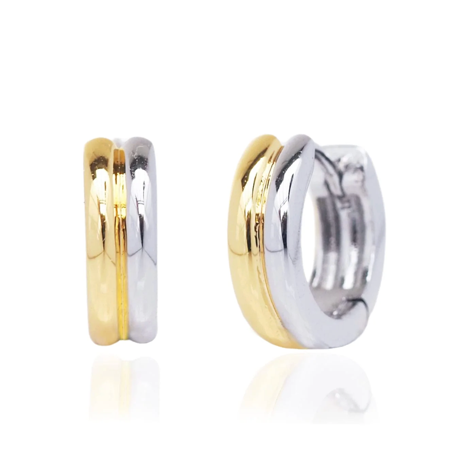 TAI TWO-TONE MINI HUGGIE HOOP EARRINGS