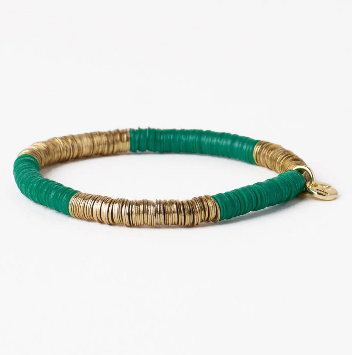 INK + ALLOY GRACE TWO COLOR BLOCK STRETCH BRACELET KELLY GREEN/GOLD