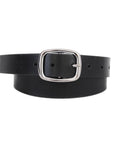 MOST WANTED USA SILVER RECTANGLE BUCKLE LEATHER BELT
