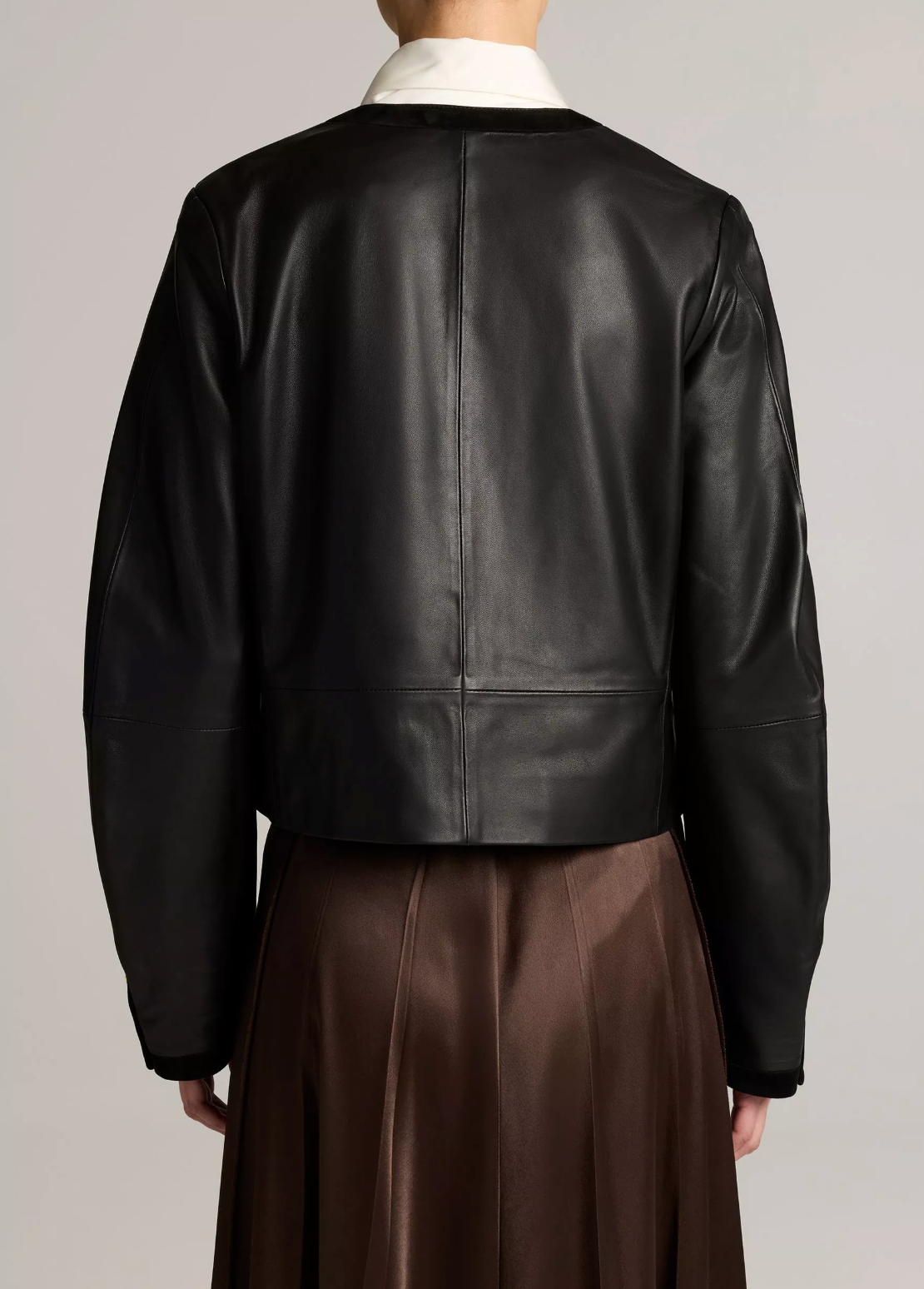 VINCE LEATHER CROPPED JACKET