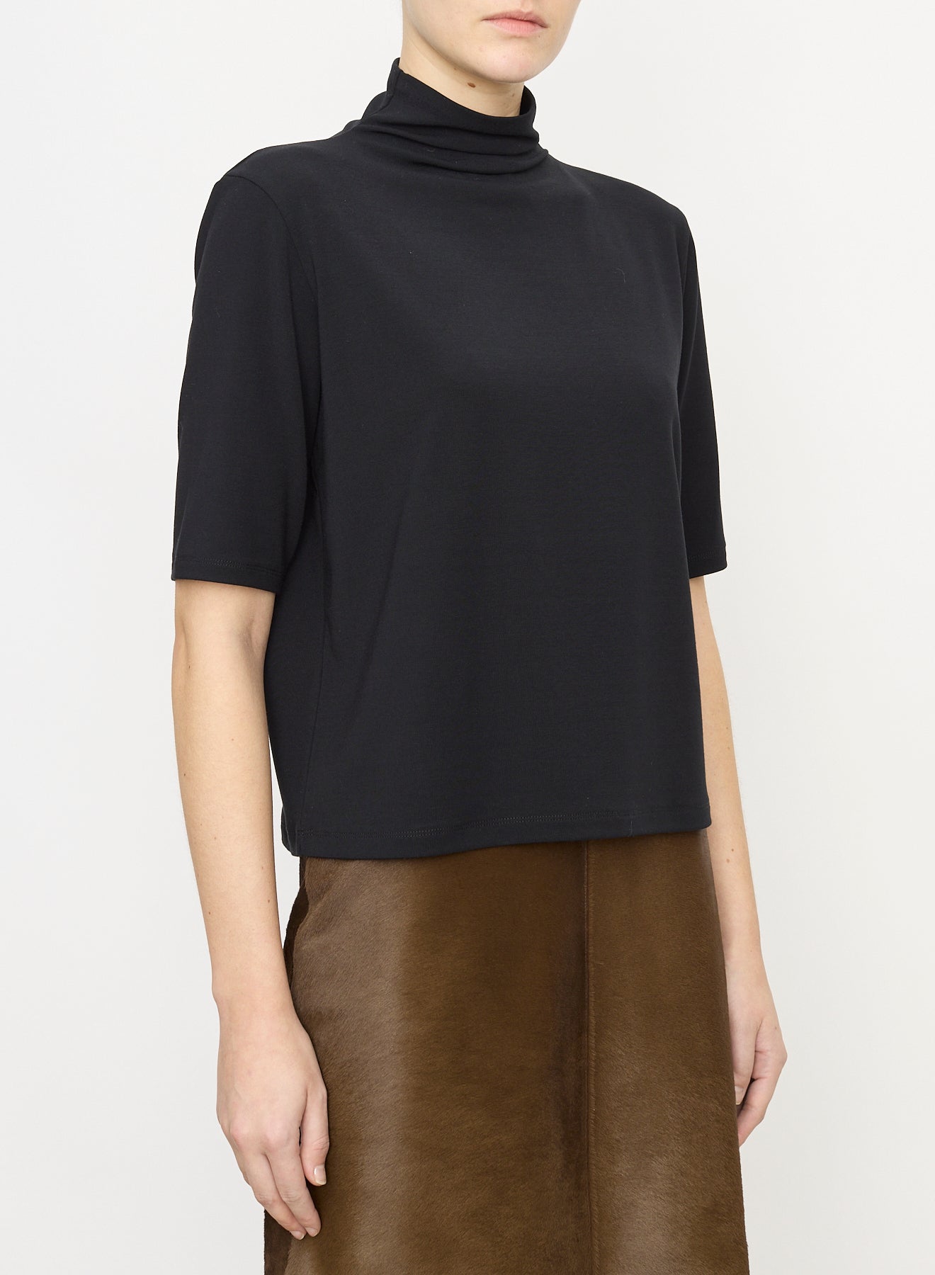 VINCE RELAXED ELBOW SLEEVE MOCK NECK