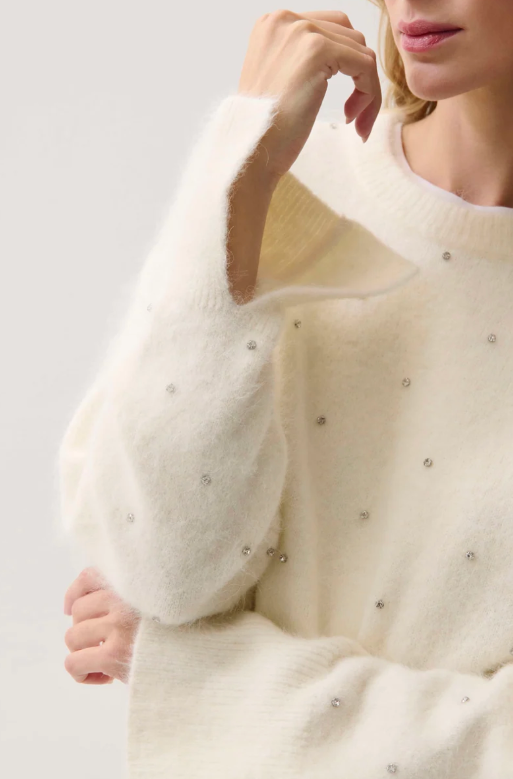 PISTOLA LUNA EMBELLISHED CREW NECK SWEATER