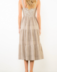 THML THIN STRAP GINGHAM TIERED DRESS