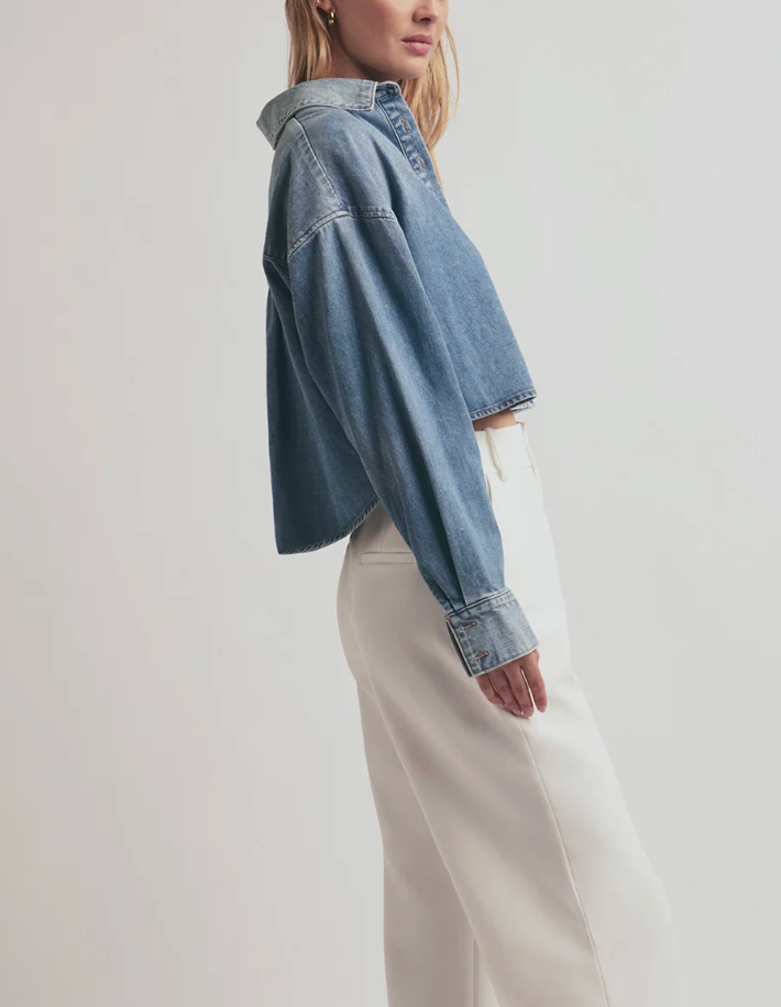 FAVORITE DAUGHTER THE CROP EX-BOYFRIEND SHIRT