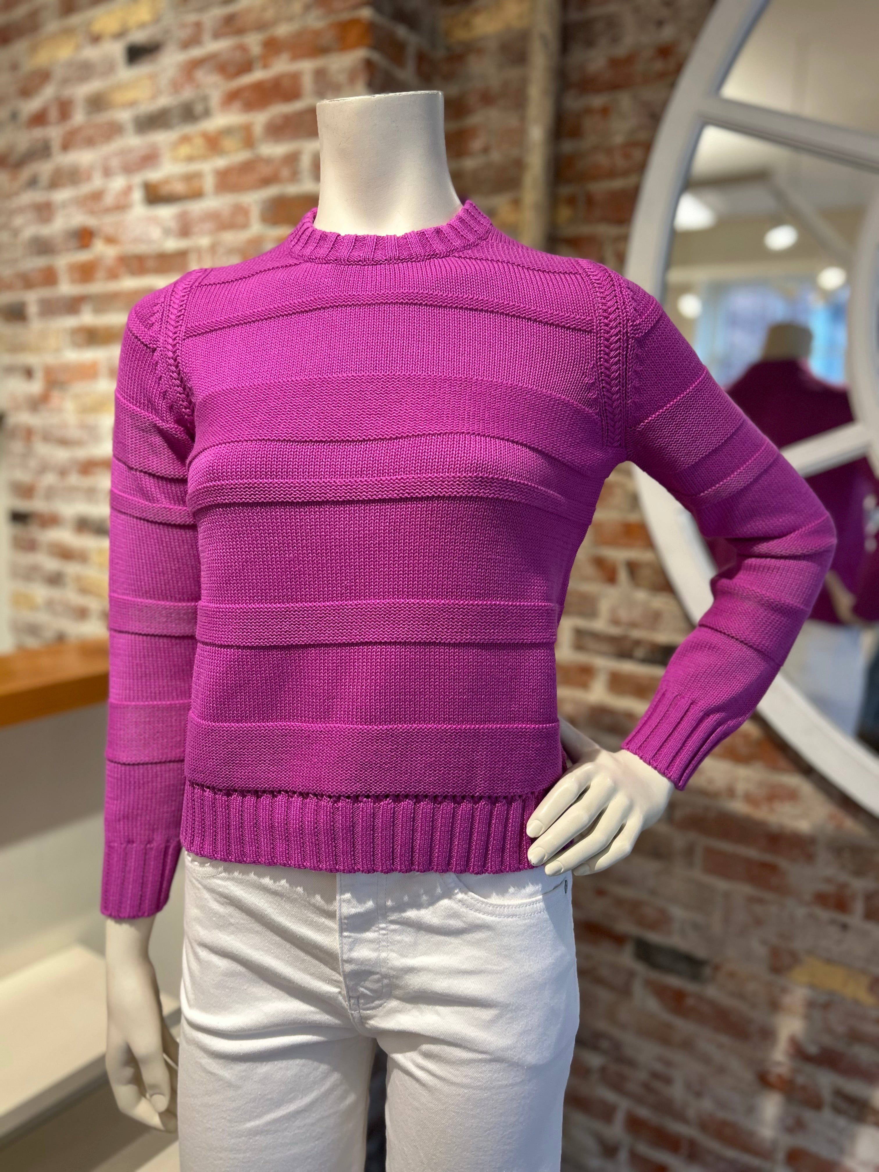 ALASHAN COTTON CASHMERE JESSIE TEXTURED STRIPE PULLOVER