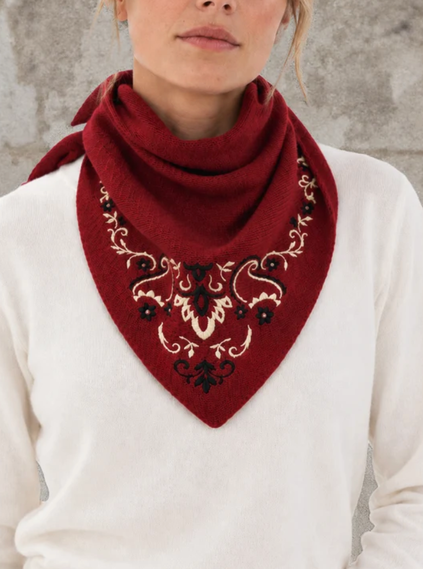 MAISON LECOMTE FLAMENT TRIANGLE MERINOS BANDANA