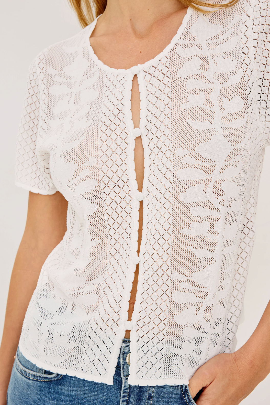 RAILS NINA BUTTON MESH TOP