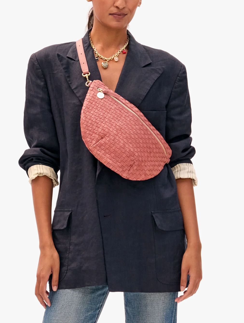 CLARE V WOVEN GRANDE FANNY