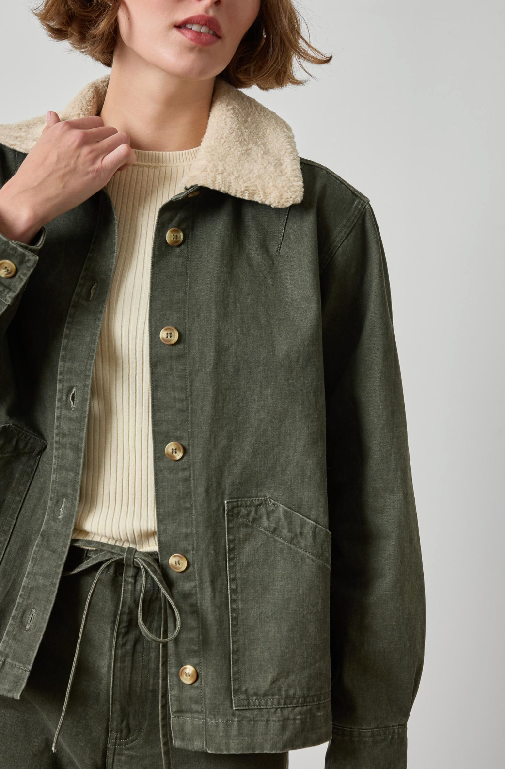 LILLA P WASHED TWILL PLEAT BACK JACKET