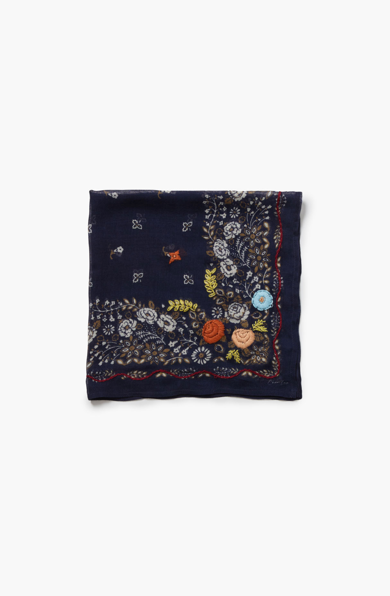 CHAN LUU EMBROIDERED FLORAL BANDANA