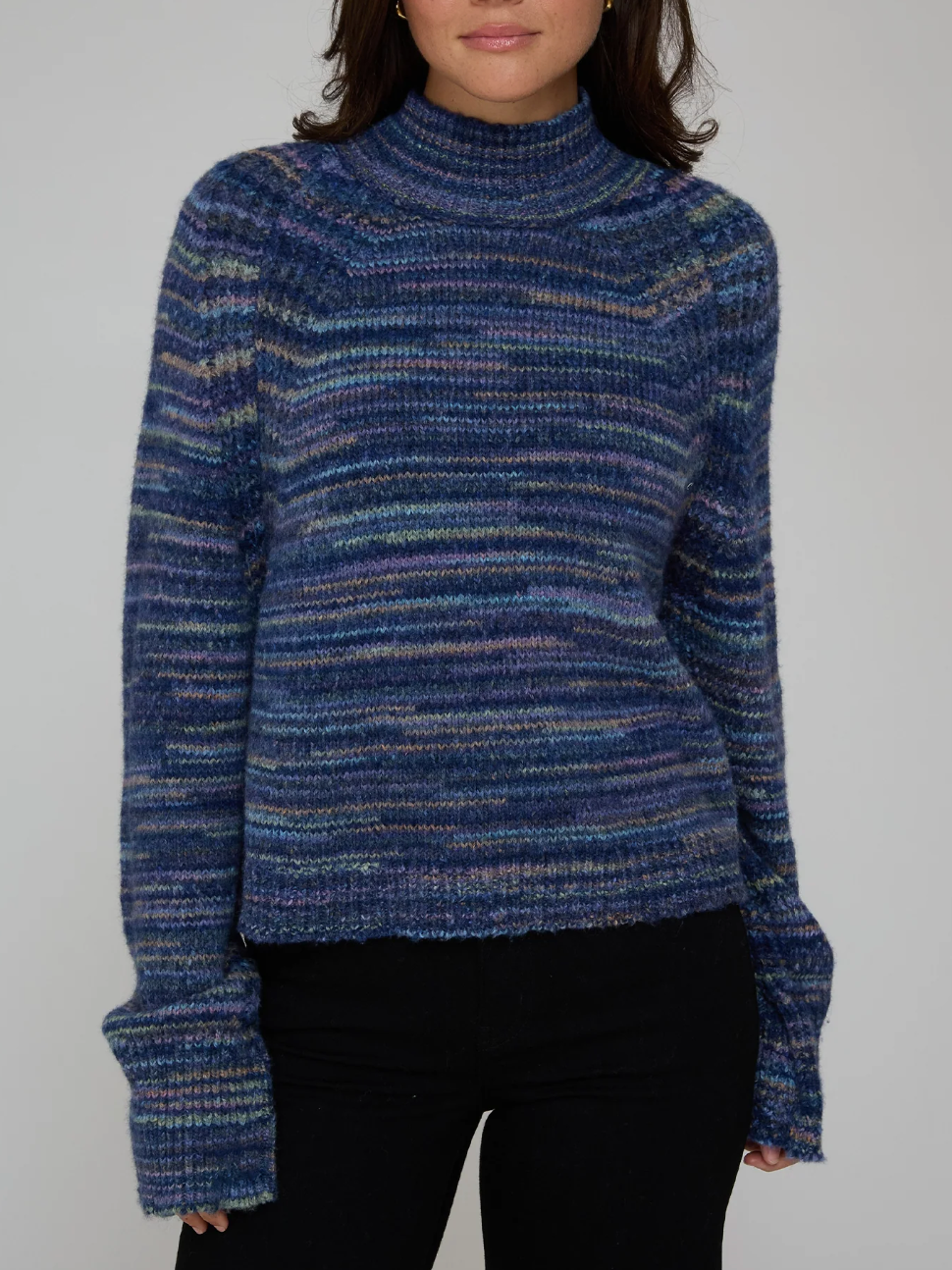 AUTUMN CASHMERE SPACE DYE BOXY MOCK W/ SHAKER DETAIL