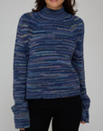 AUTUMN CASHMERE SPACE DYE BOXY MOCK W/ SHAKER DETAIL