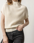 LILLA P RIBBED FUNNEL NECK SWEATER