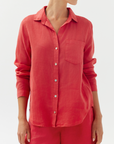 BELLA DAHL LINEN POCKET BUTTON DOWN