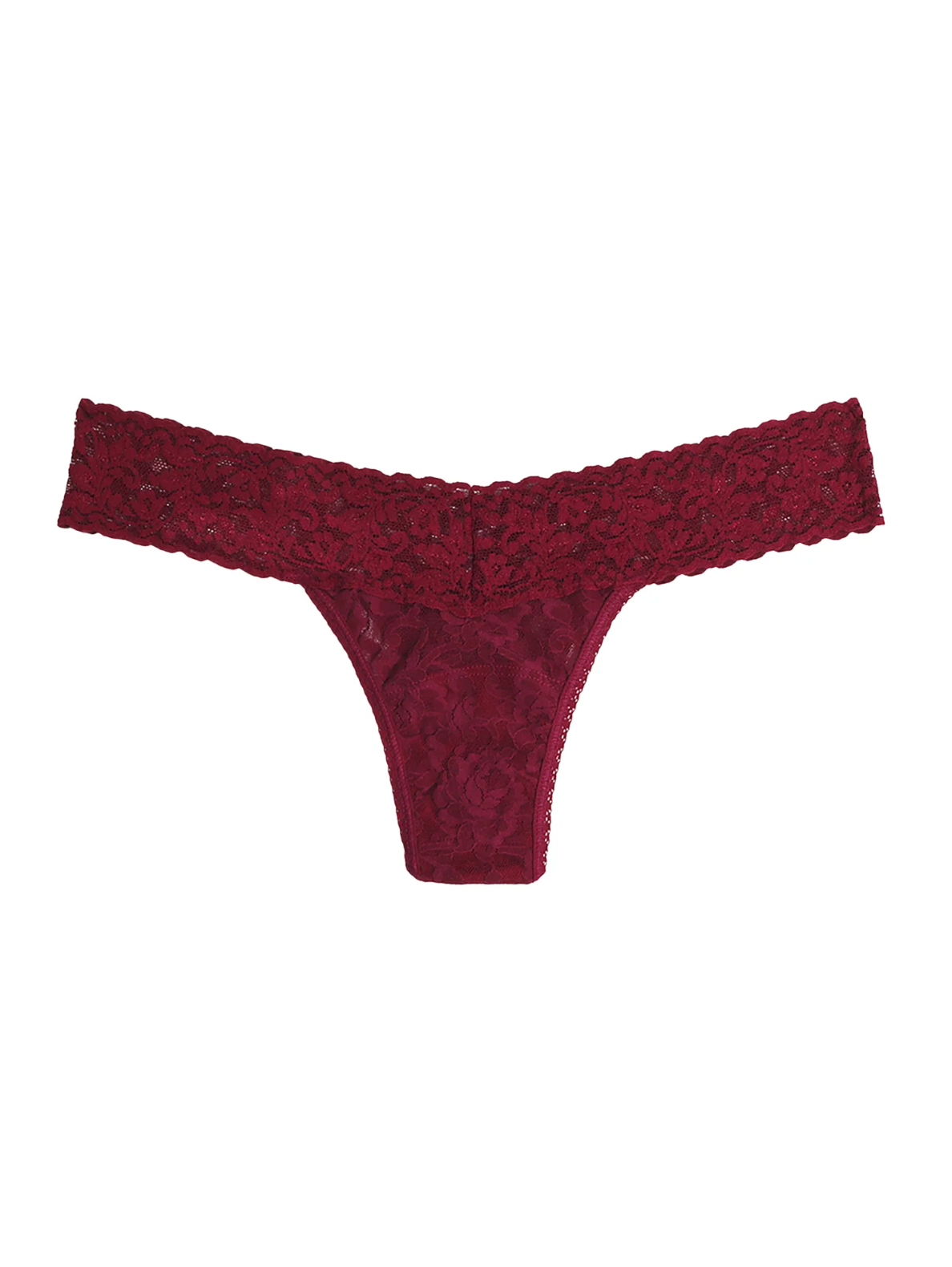 HANKY PANKY SIGNATURE LACE LOW RISE THONG DARK POMEGRANATE RED